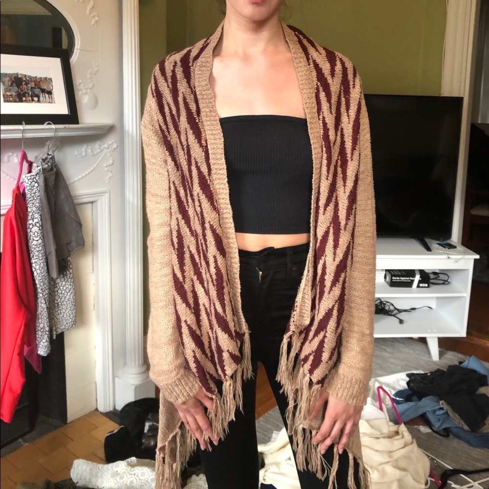 Tribal cardigan with fringe